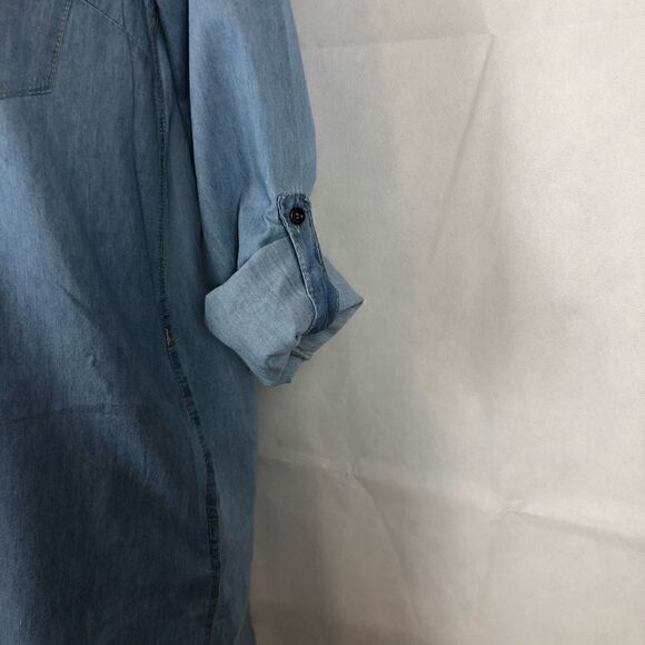Timing Button Up Denim Collared Top Rollup… - Picture 5 of 8